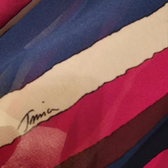 TRINA TURK Stellar Surplice V Neck Multi Striped Top Asymmetrical Hem Size Med - Picture 8 of 11